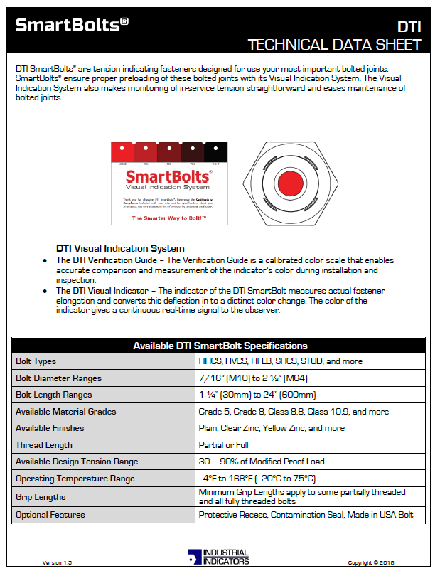 Technical Data Sheet | SmartBolts.com